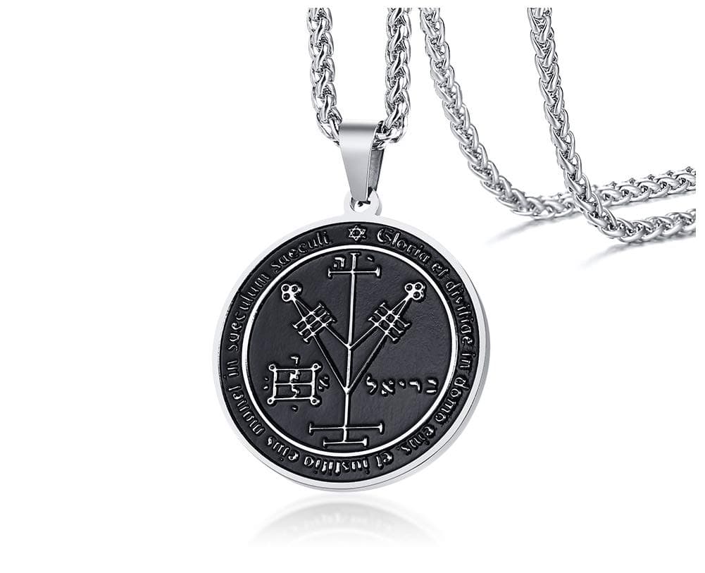 XUANPAIThe Seal of the Seven Archangels Amulet Pendant Necklaces Gabriel Uriel jewelry gift witch pagan Jewelry,Black