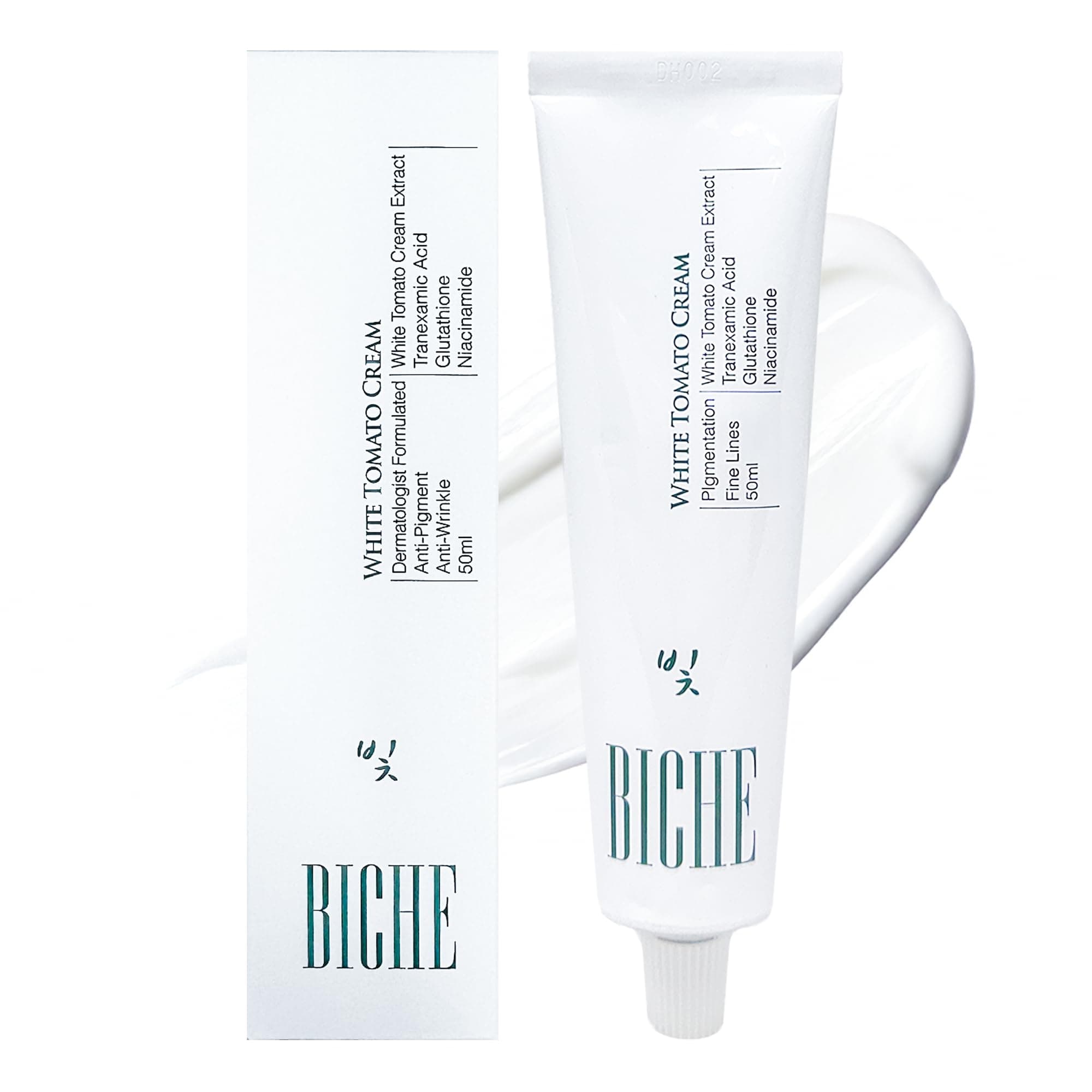 BICHE Dermatologist Formulated White Tomato Cream with Niacinamide, Tranexamic Acid, Glutathione Face Cream 50ml - Anti-Aging, Dark Spot Corrector, 100hrs Deep Hydration