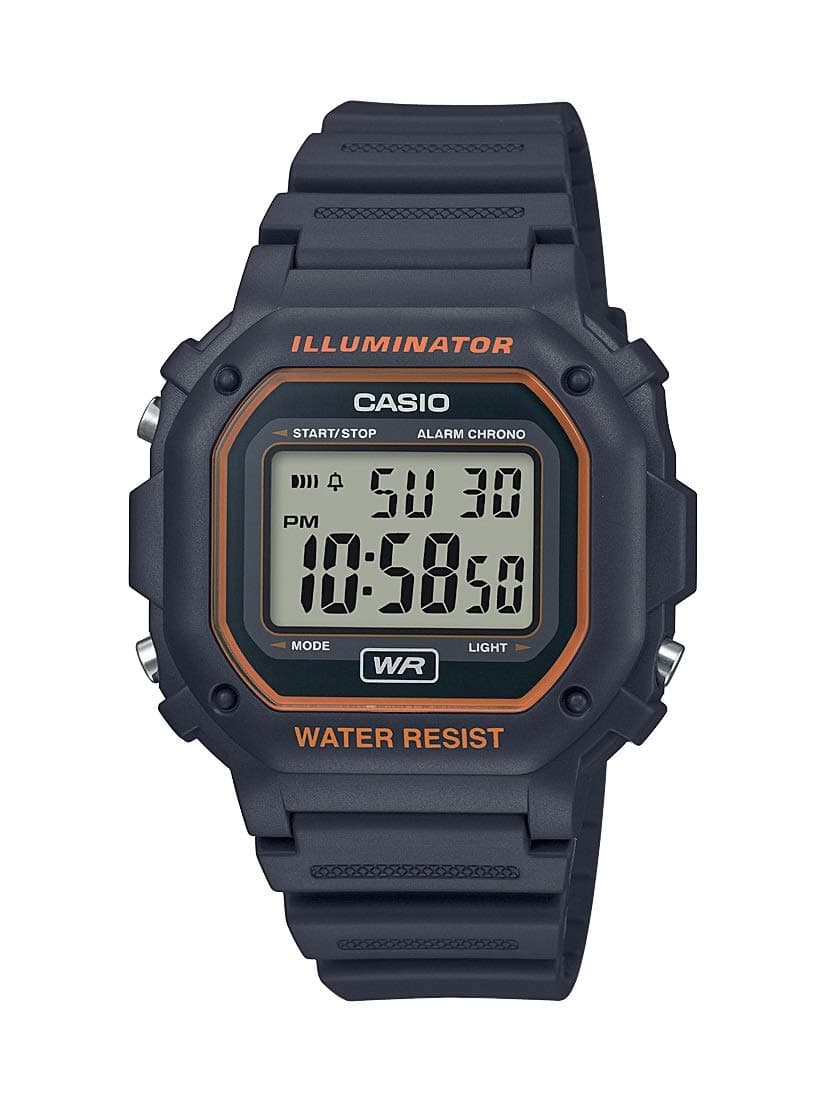 F108WH Series | Men's Digital Watch | Illuminator | Water Resistant | LED Light | Daily Alarm | 1/100 SEC Stopwatch | 3 Hands (HR, Min, SEC) | Date/Day Display | Daily Alarm | 7 Year Battery