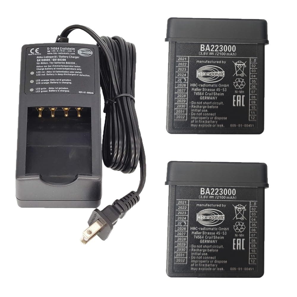 (1*Charger+2*Battery) BA223000 3.6V 2100mAh NiMH Rechargeable Battery with 110V-220V D-74564 QA108600 QD108300 Charger, for HBC Pump Truck Crane Remote Control Battery ﻿