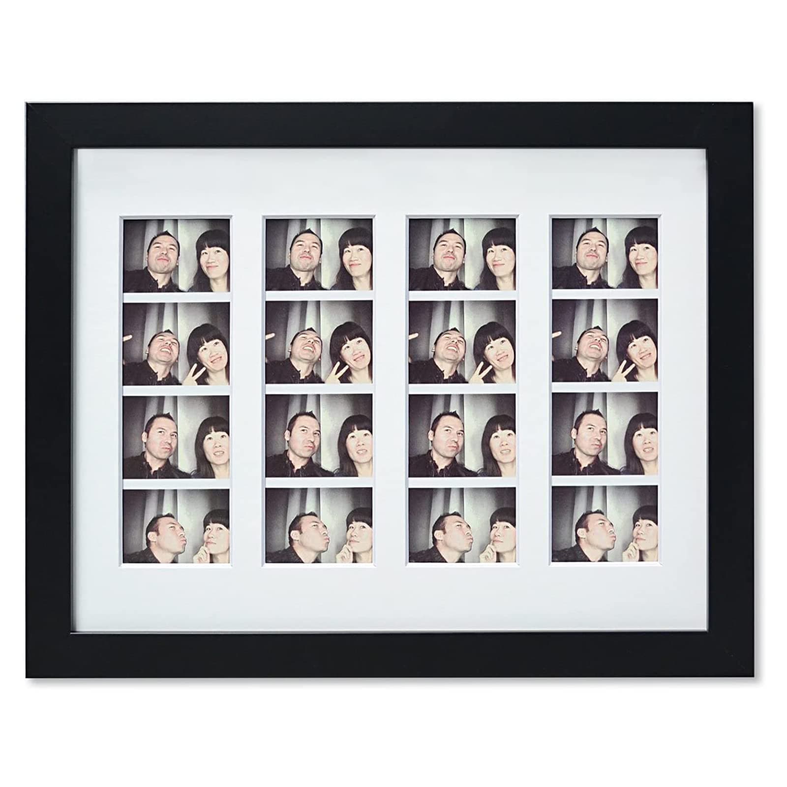 Golden State Art, 8.5x11 Photo frame with mat for 4 2x6 photo booth pictures, Includes Real Glass & Easel Back Display, make a good gifts, Black