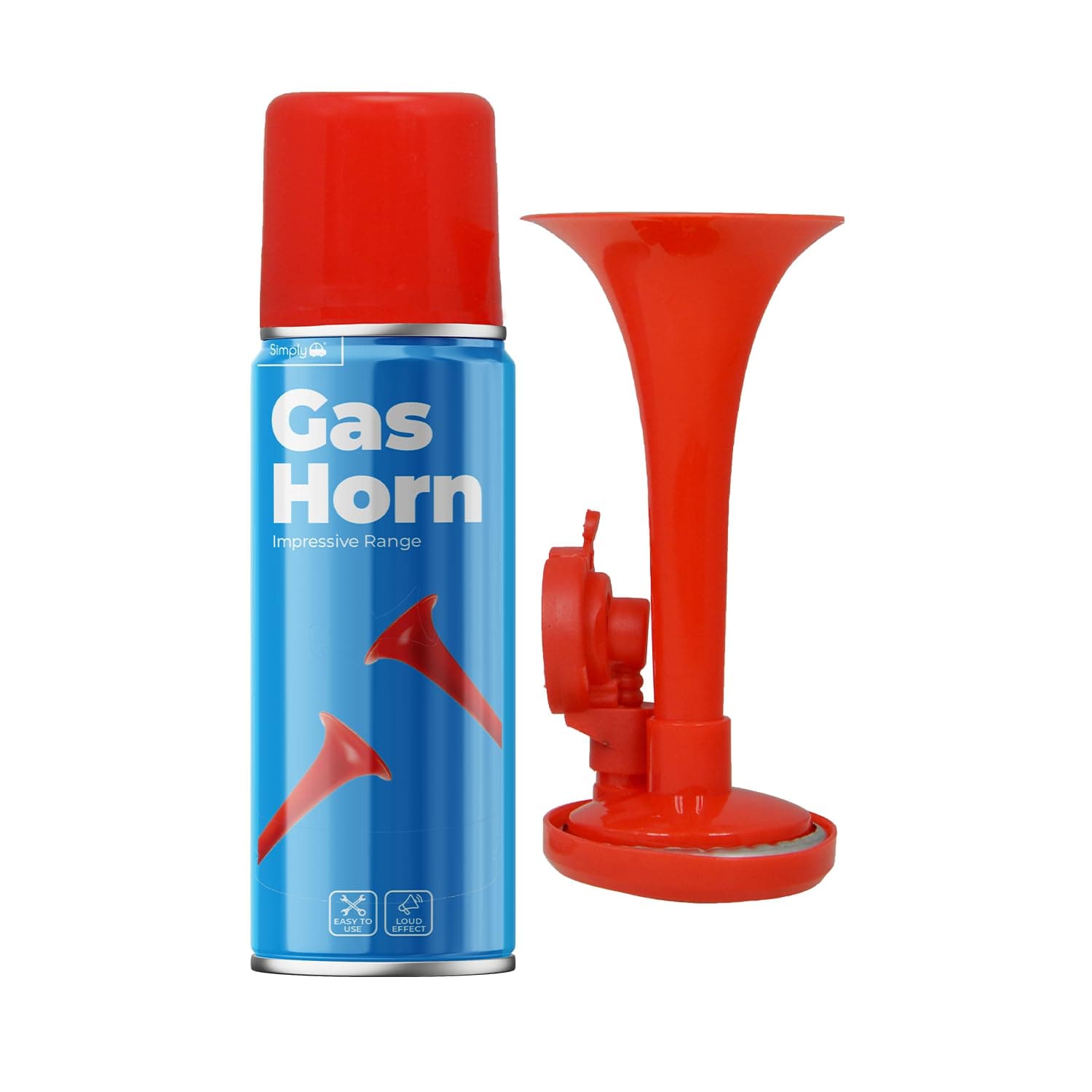 Gas Trumpet Air Horn - Long Range for Emergency and Events - GH01, Red