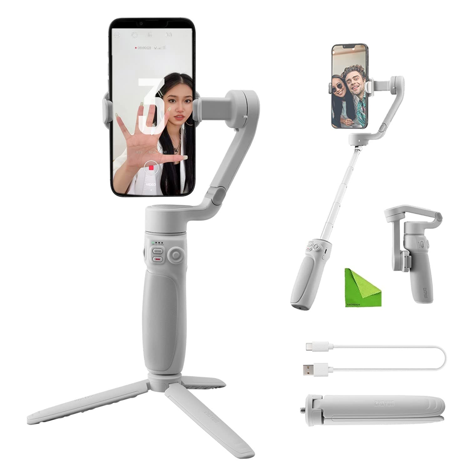 Zhiyun Smooth Q4 Gimbal Stabilizer for iPhone Smartphone,3-Axis Foldable Phone Gimbal Built-in Selfie Stick for Vlogging YouTube TikTok