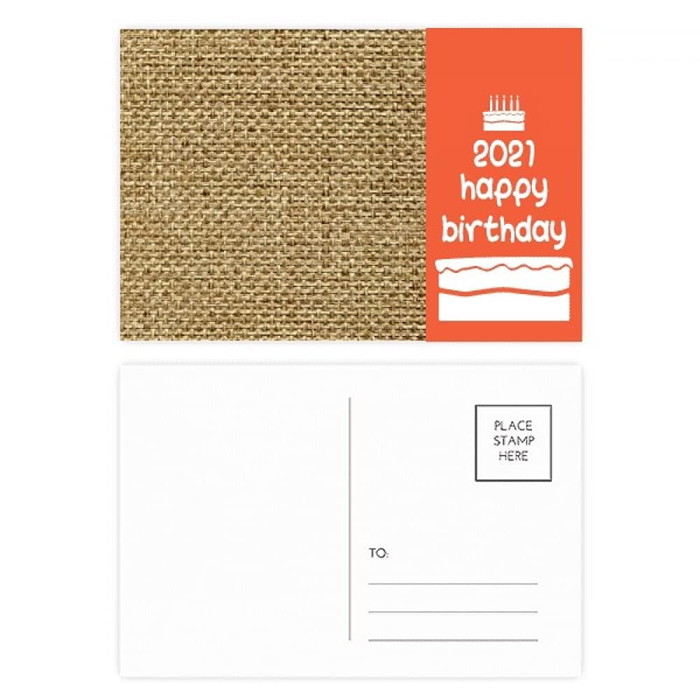DIYthinker Tawny Burlap Linen Knit Fresh Illustration Pattern Happy Birthday 2021 Postcard Set Thanks Card Mailing