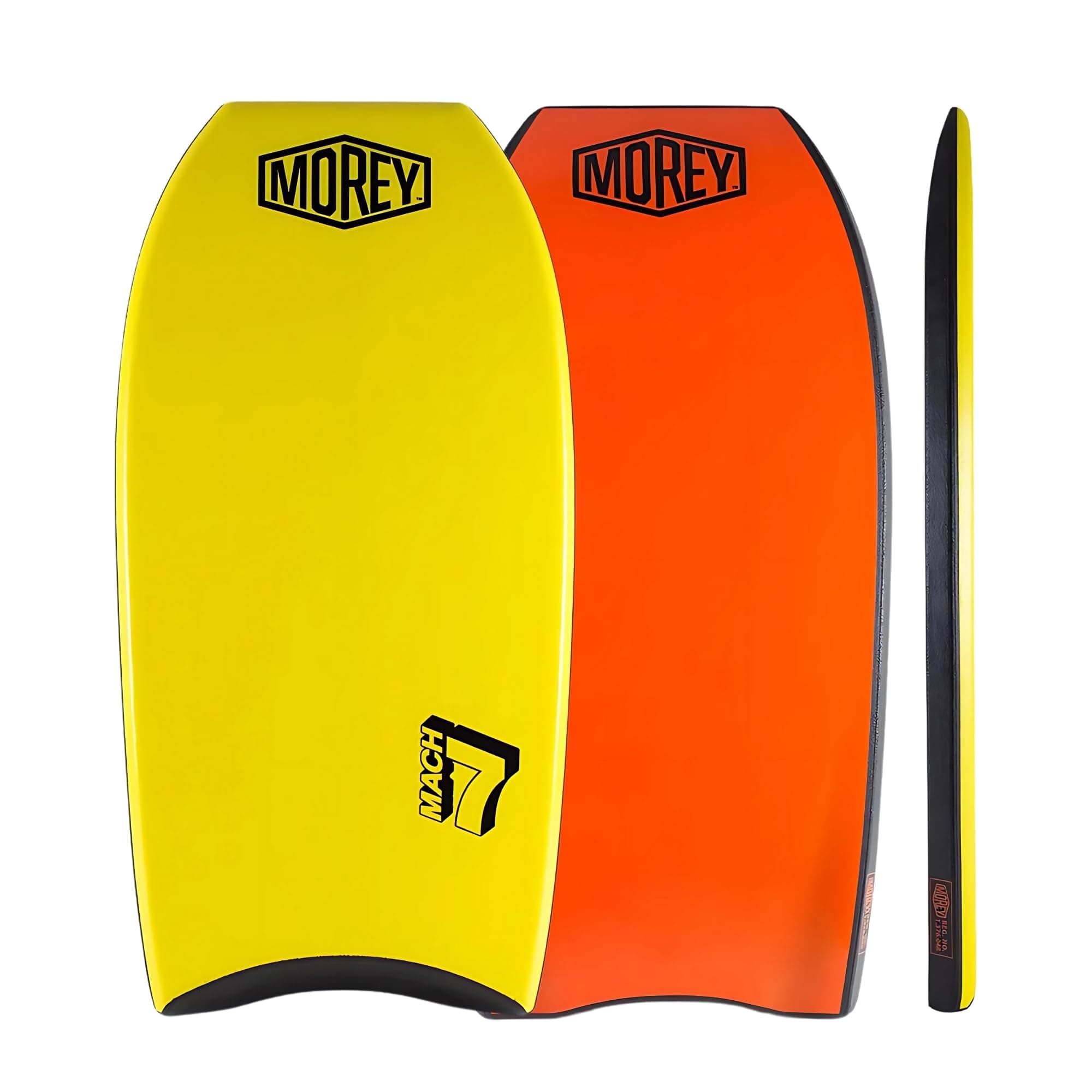 Morey Mach 7 - 43 " Bodyboard - PE Core, TC8 Deck, HDPE Slick, Single Power Rod Stringer, Crescent Tail