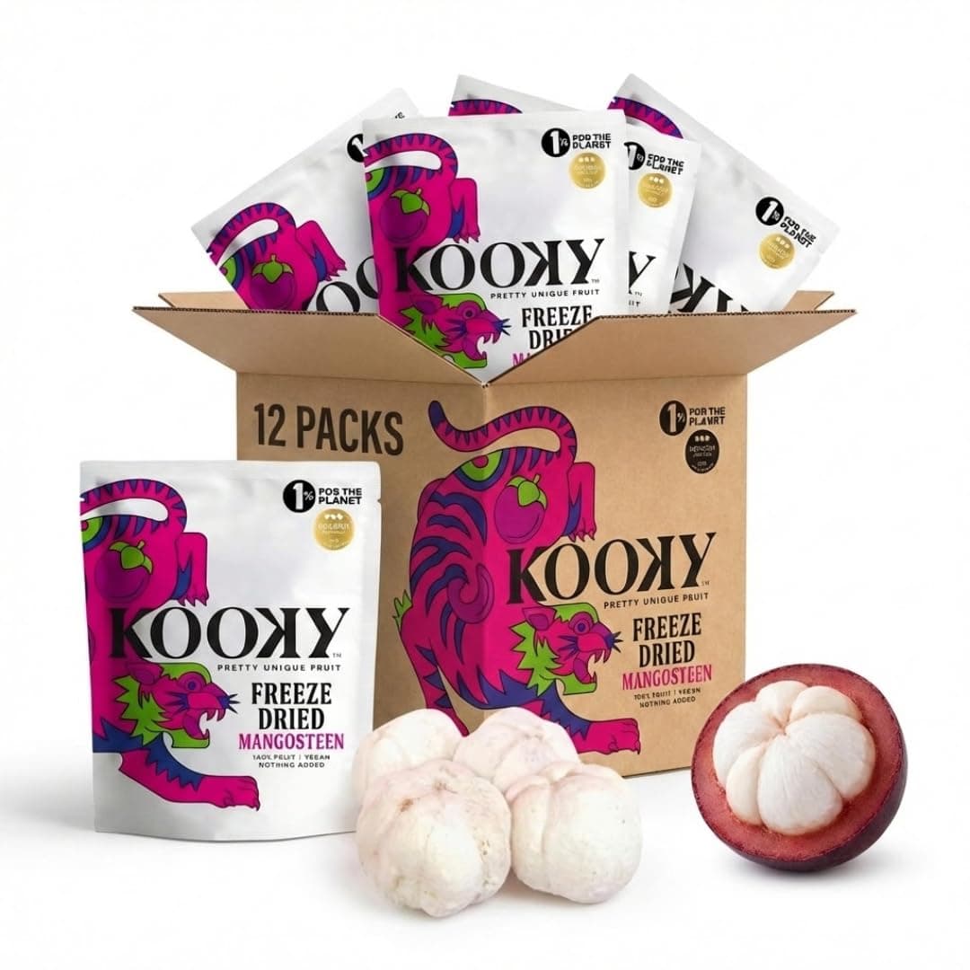 Kooky Freeze Dried Mangosteen | 12 Pack | All-Natural Low Calorie Snacks for Kids and Adults | Delicious Sugar-Free Healthy Snacks | Dried Fruit