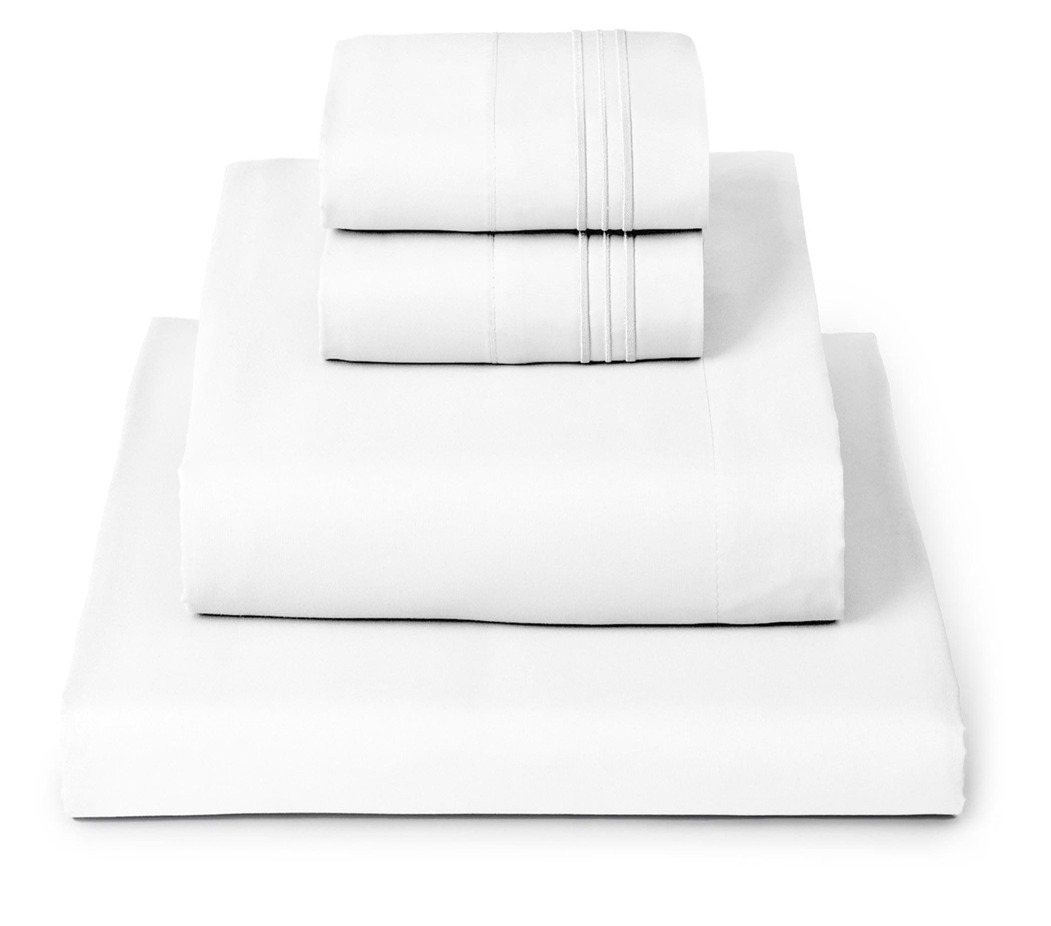 Mellanni Bed Sheet Set - Brushed Microfiber 1800 Bedding - Wrinkle, Fade, Stain Resistant - Hypoallergenic - 4 Piece (King, White)