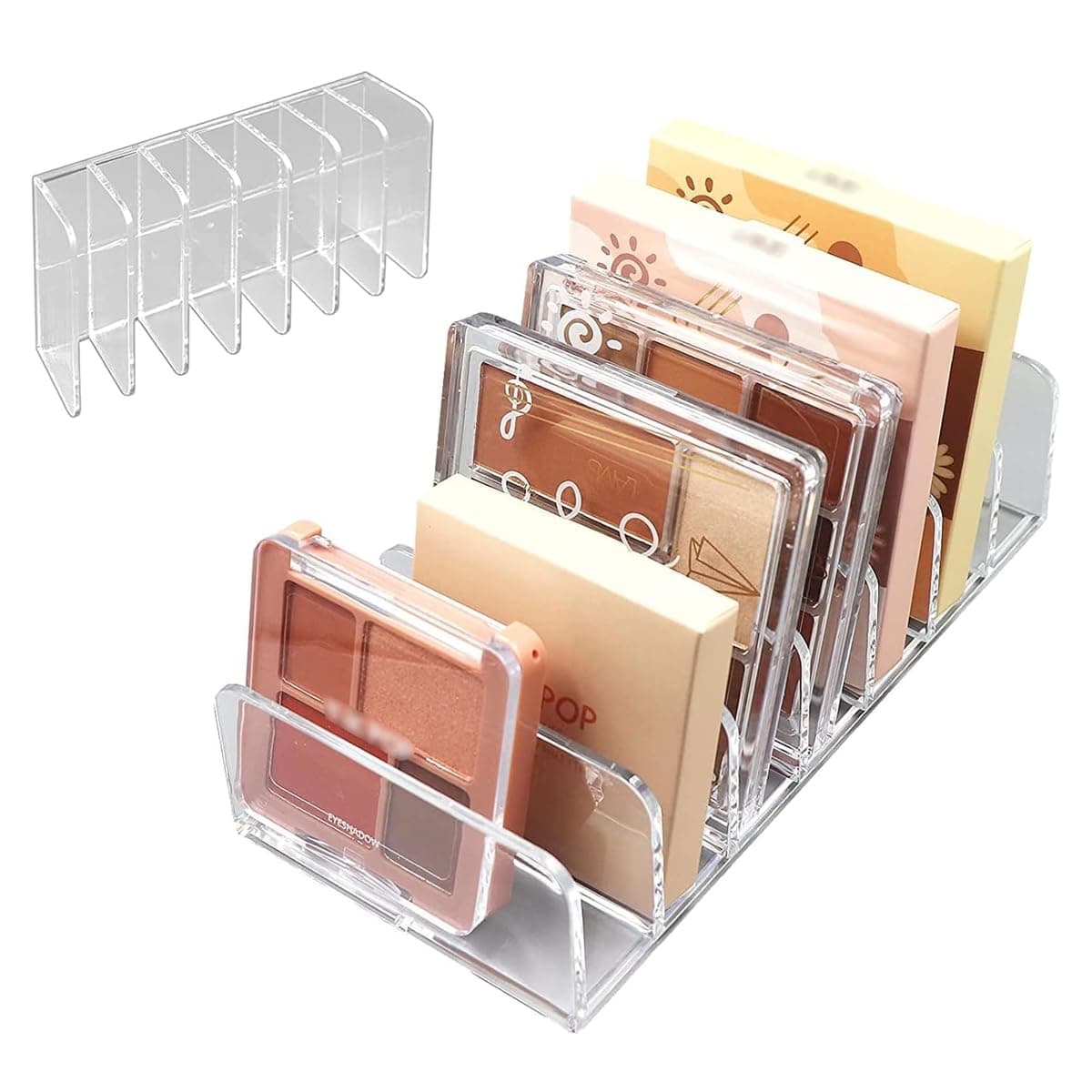 Maycreate Acrylic Eyeshadow Palette Makeup Organizer, 7-Cell Cosmetic Storage, Cosmetics Display Storage Holder For Cosmetic, Eye Shadow, Sunglasses And Wallets - Transparent