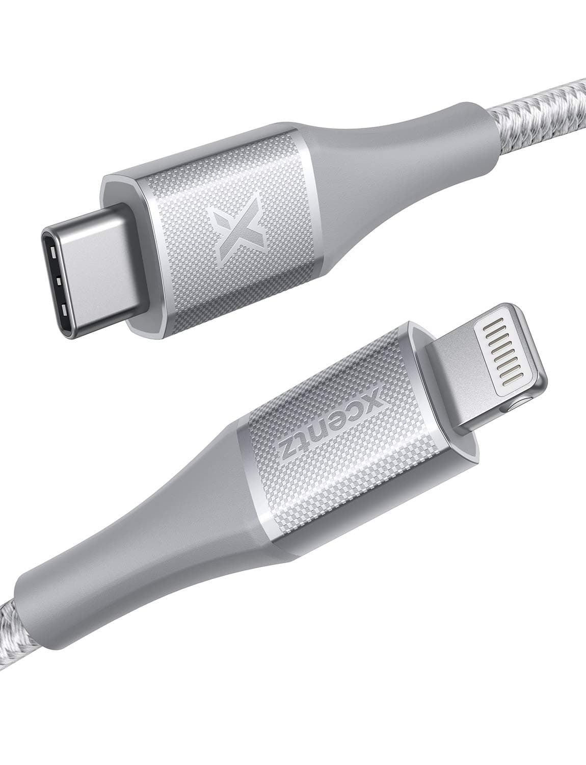 Xcentz USB C to Lightning Cable, iPhone 12 Charger Cable [6ft Apple MFi Certified] Fast Charging Support Power Delivery, Nylon Braided Cable for iPhone 12/11/11 Pro Max/XS Max/XS/XR/X/8/8 Plus, Silver