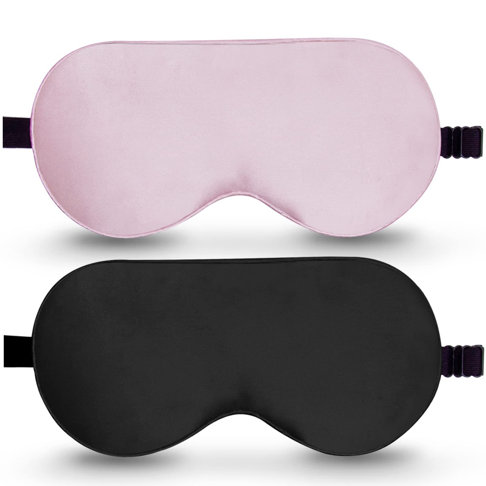 Sleep Mask, 2 Pack 100% Real Natural Pure Silk Eye Mask with Adjustable Strap for Sleeping, Eye Sleep Shade Cover, Blocks Light Reduces Puffy Eyes Gifts