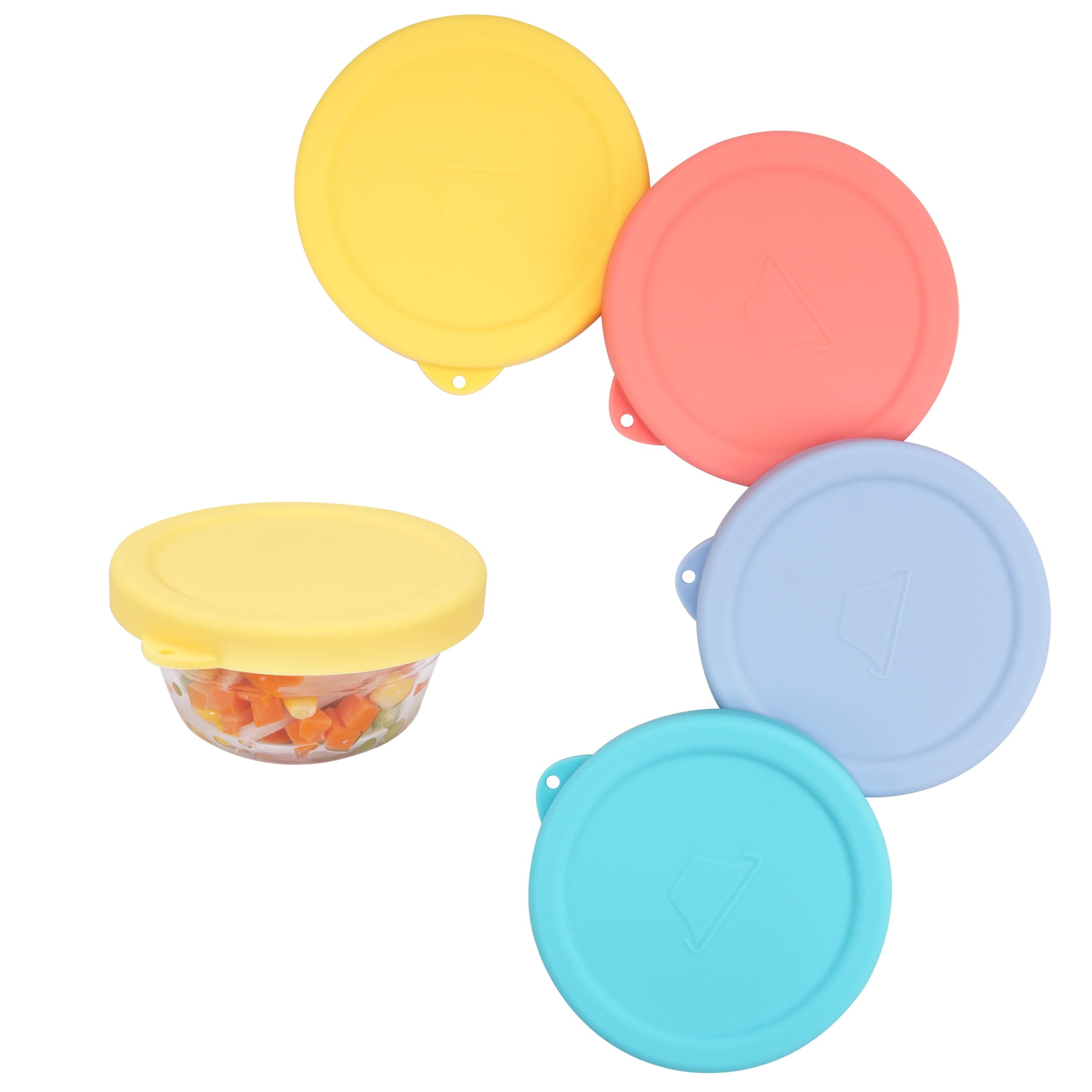 4 PCS Silicone Replacement Lids for Pyrex & Anchor Hocking Glass Custard Cups, Silicone Lids for Food Storage, Food Cover, Dishwasher/Freezer/Microwave Safe (Containers NOT Included)
