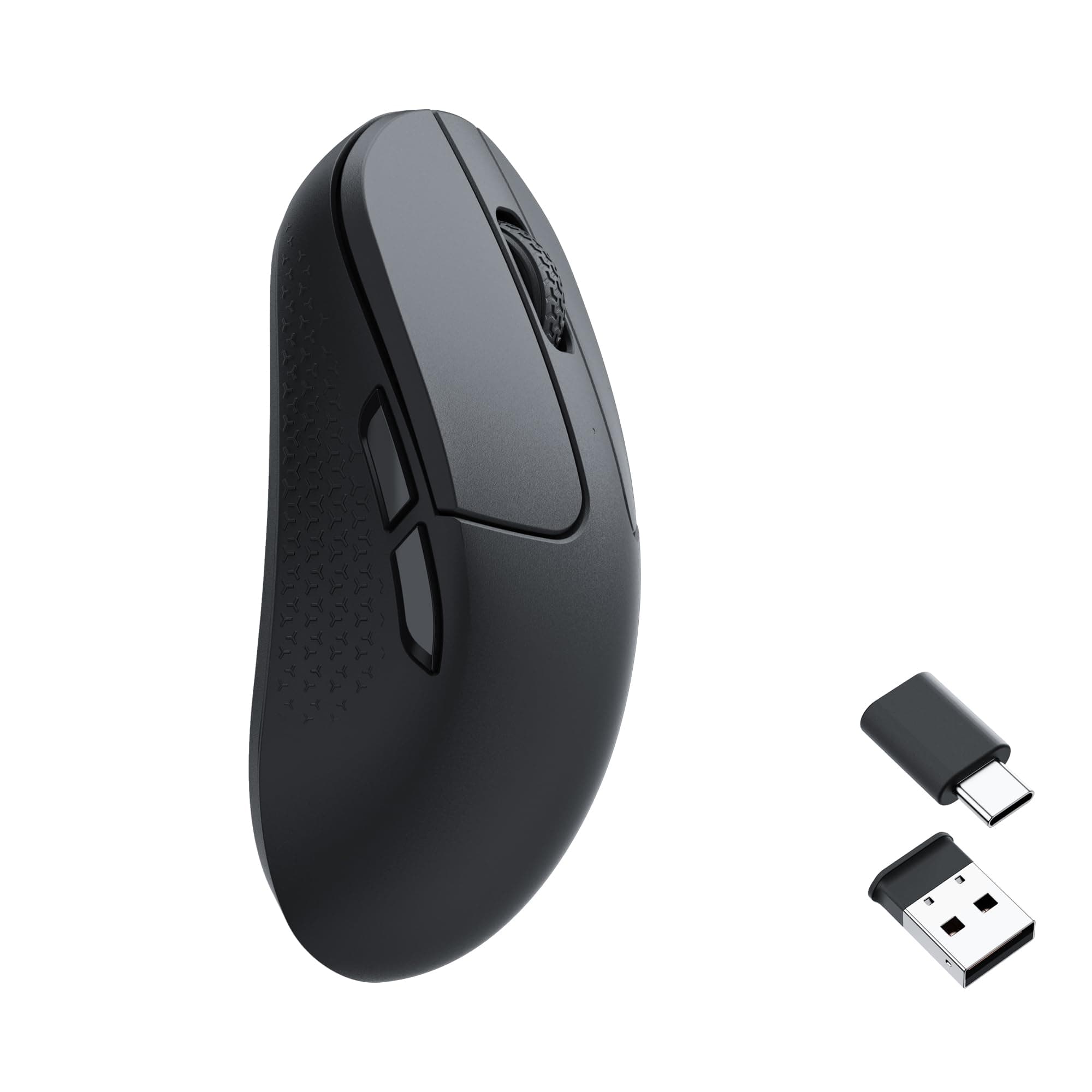 M3 Mini Wireless Optical Mouse, Bluetooth 5.1/2.4 GHz/Wired Gaming Mouse, Programmable PixArt 3395 Sensor with up to 26,000 DPI/ 650 IPS, Lightweight Ergonomic for Windows Mac Linux - Black