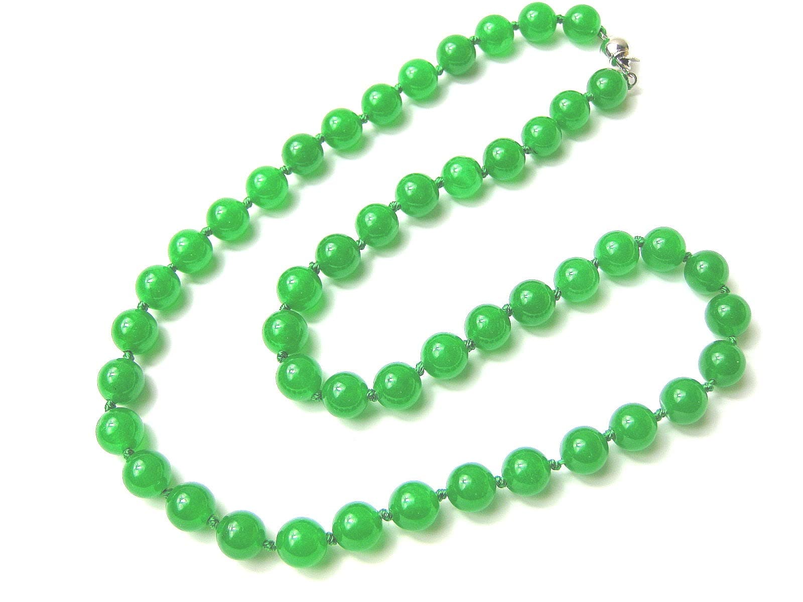 Win Pearl 8mm Green Quartzite Soapstone Necklace 18" Treated Beaded, Knotted, Strung Strand SKU#: nk-jd3-s8