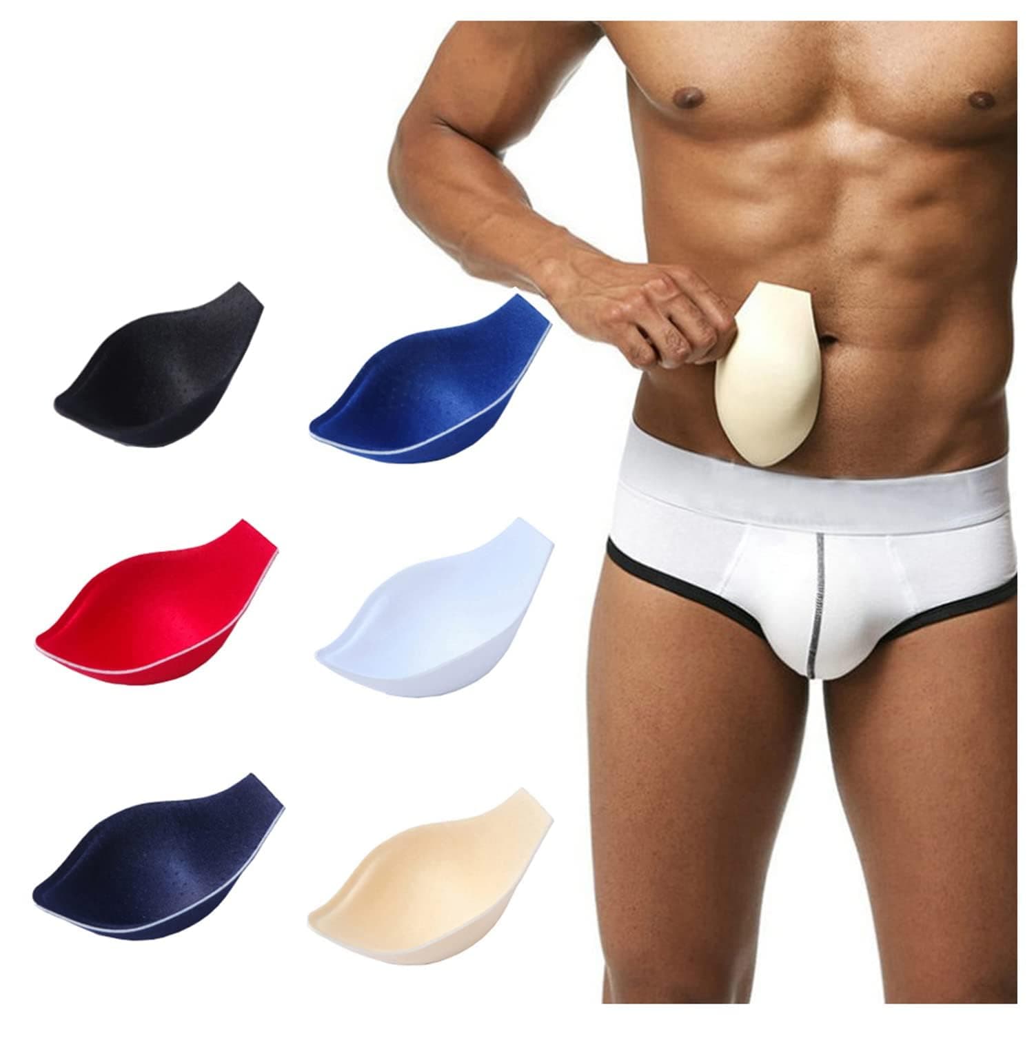 TERRIFI 6Pcs Men Bulge Enhancing Underwear Swim Sponge Pad 3D Enlarge Swimming Trunks Inserts Underwear Cup, Sponge Pad Swimwear Padded for Swimming Boxers Briefs G String Thongs
