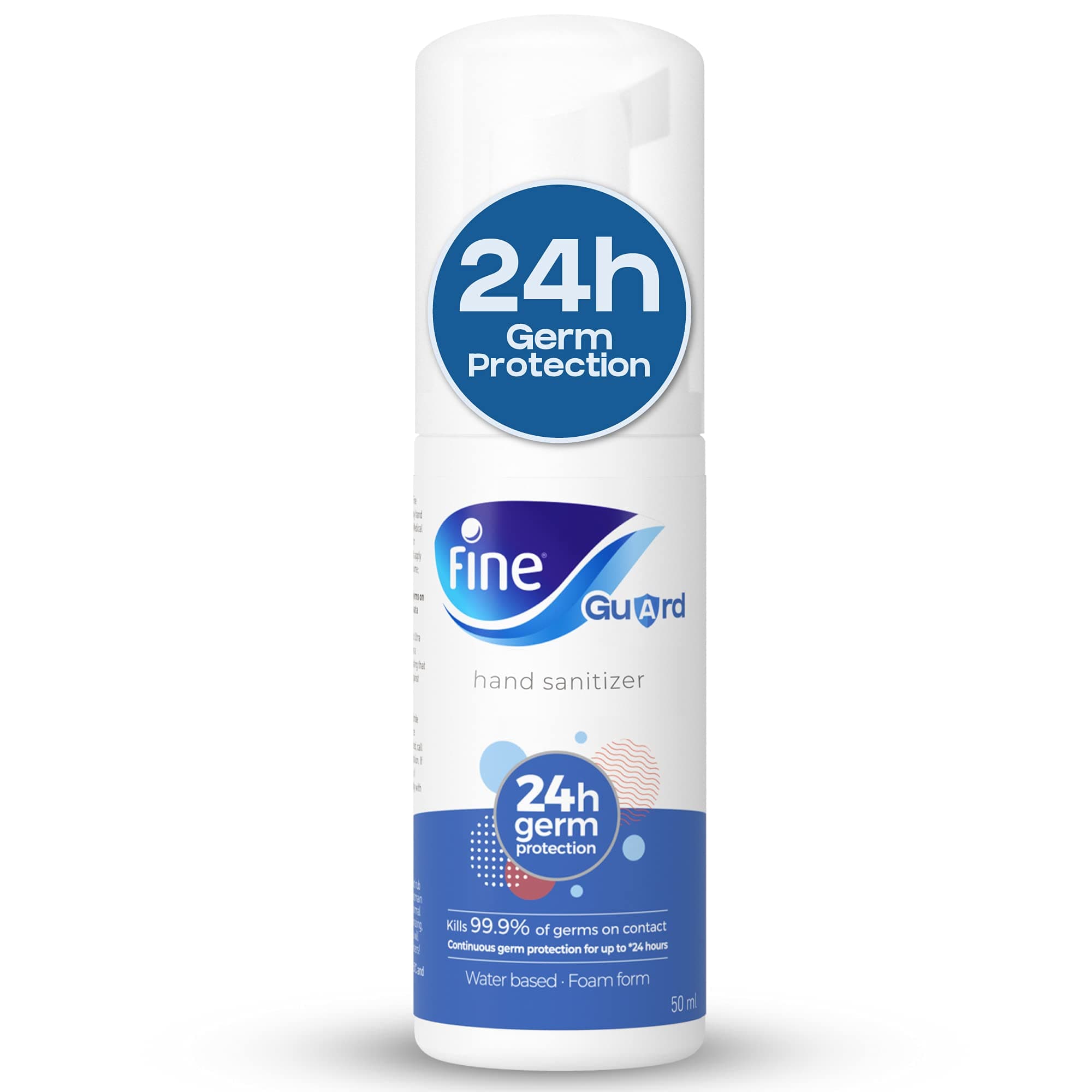 Fine Guard Fine Guard, Hand Sanitizer, 24Hr Protection, Non Toxic, Alcohol Free, Foam Sanitizer - 50Ml