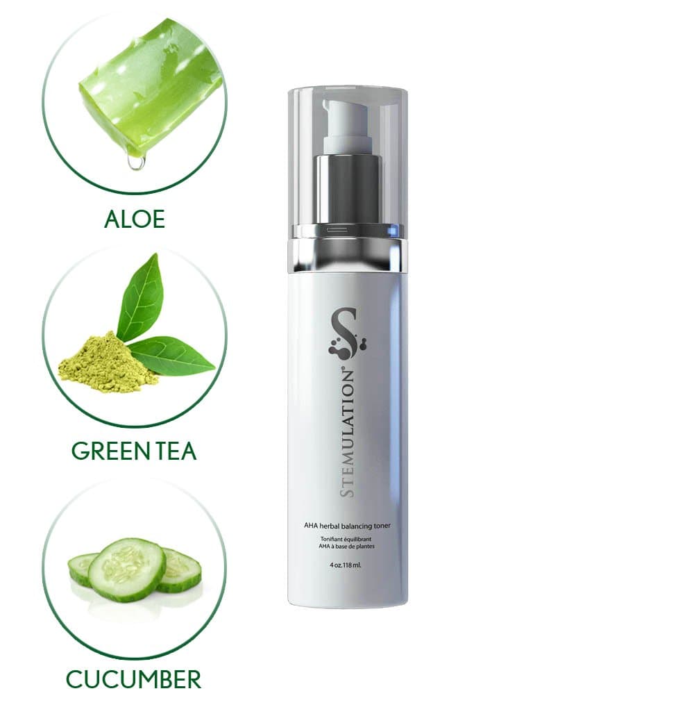 Stemulation AHA Balancing Toner - Refresh and Restore with A Botanical Blend of Antioxidants and Alpha Hydroxy Acid Brings pH Back to Neutral