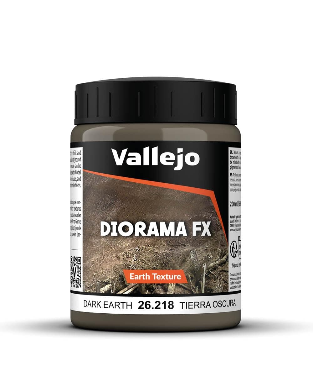 Vallejo 26.218 Acrylic Ground Texture Paint 200 ml, Dark Earth