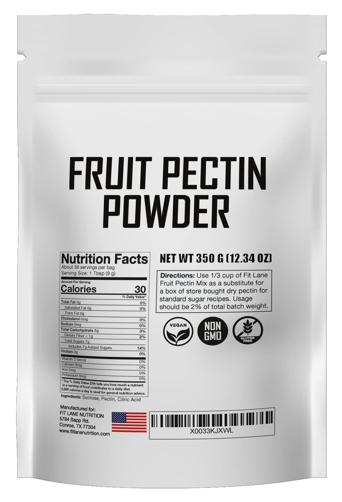 Fruit Pectin Powder for Jams and Jellies - Natural, Vegan and NON-GMO. Premium Bulk ingredient - 350 Grams (12.35 oz) Value Size Bag