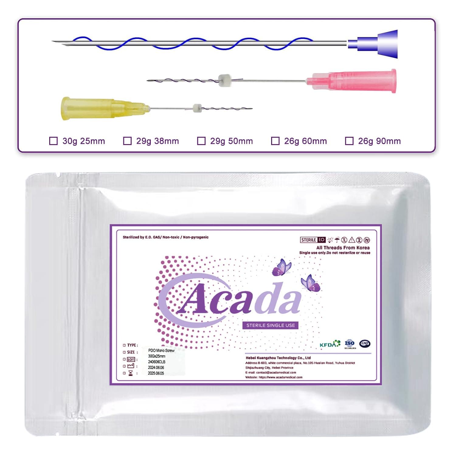 PHYMAT ACADA Pdo Threads for Face Lift 29G38mm Pdo Screw Threads Pdo Thread Lift Pdo Threads Mono Threads for Face Mono Screw Smooth Type 20Pcs