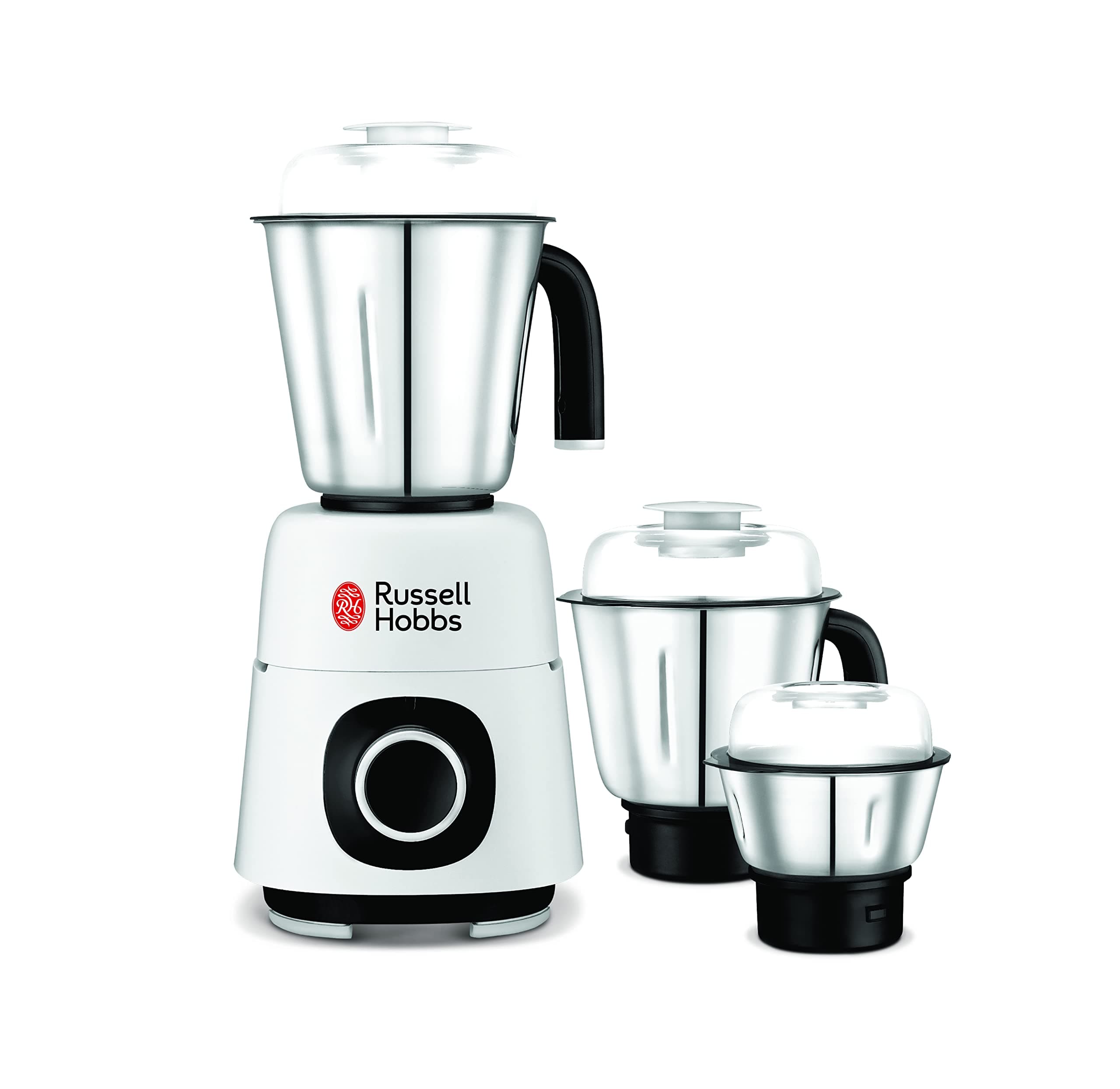 Russell Hobbs (MG42505) 3-in-1 Mixer Grinder - 750W, Stainless Steel Jars & Blades, 3 Speed, Safety Lock, for Grinding, Mixing & Juicing - 1-Year Warranty