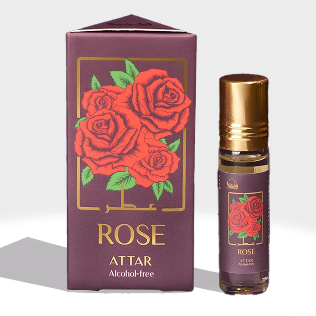 Dukhni's Real Rose Attar Oil | Gulab Itra Original | 100% Pure Rose Ittar Roll-On Perfume | Original Rose Attar for Men & Women | Arabic Perfume Oils for Eid, Ramadan, and Umrah Gifts