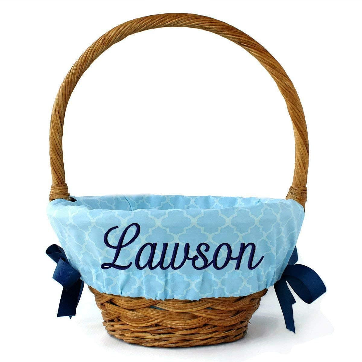 Personalized Easter Basket Liner Size Small - Blue Trellis - Basket NOT included