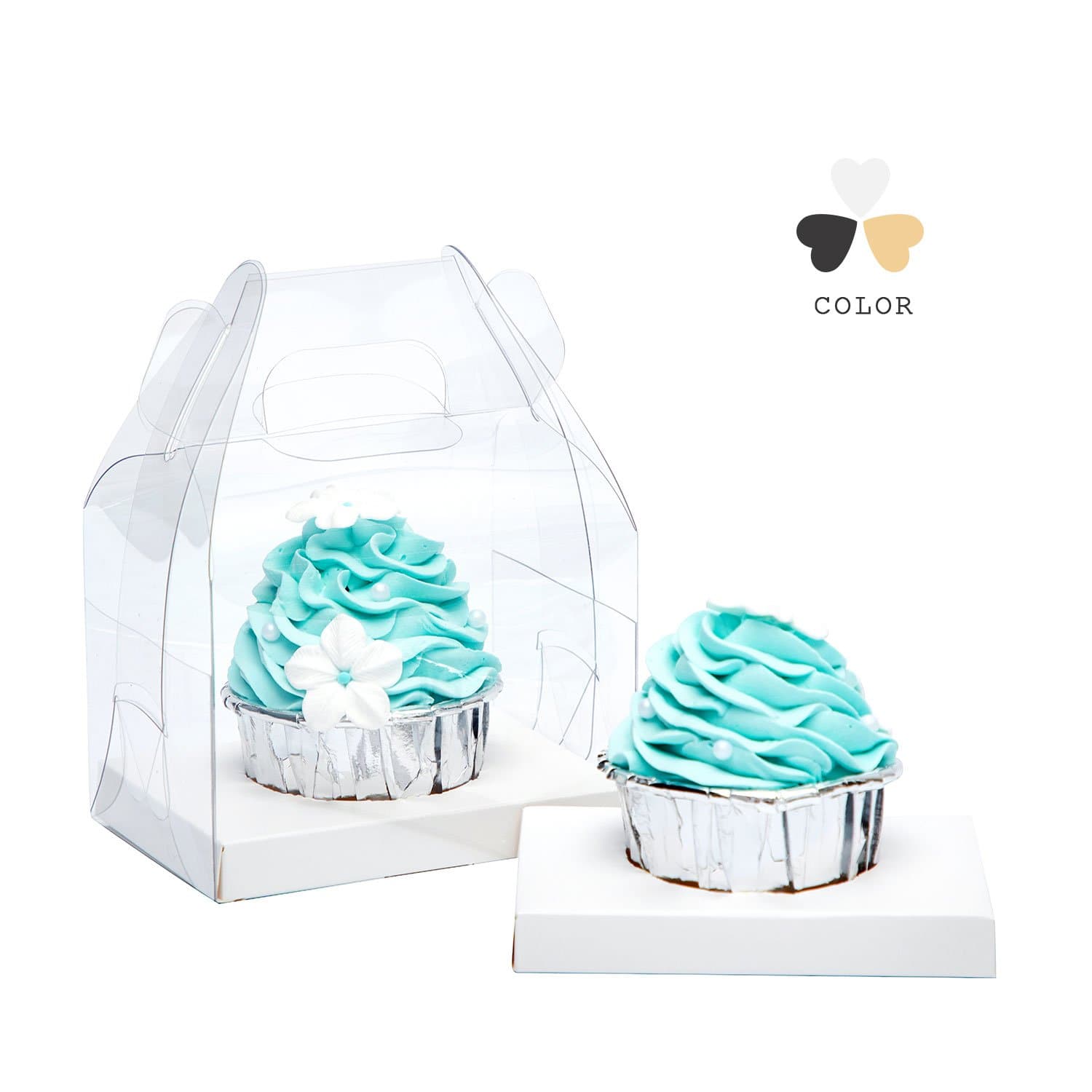 Yotruth Christmas Cupcake Gift Boxes With Handle and White Insert 10 Pack