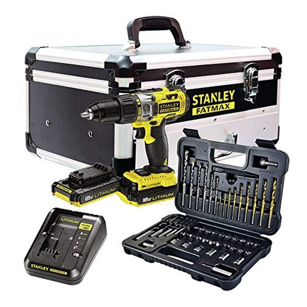 Stanley Fatmax FMCK625D2F-QW KIT FMC625 18V Hammer Drill + 50 Piece Accessory Set (2 Batteries + Charger + Aluminium Case)