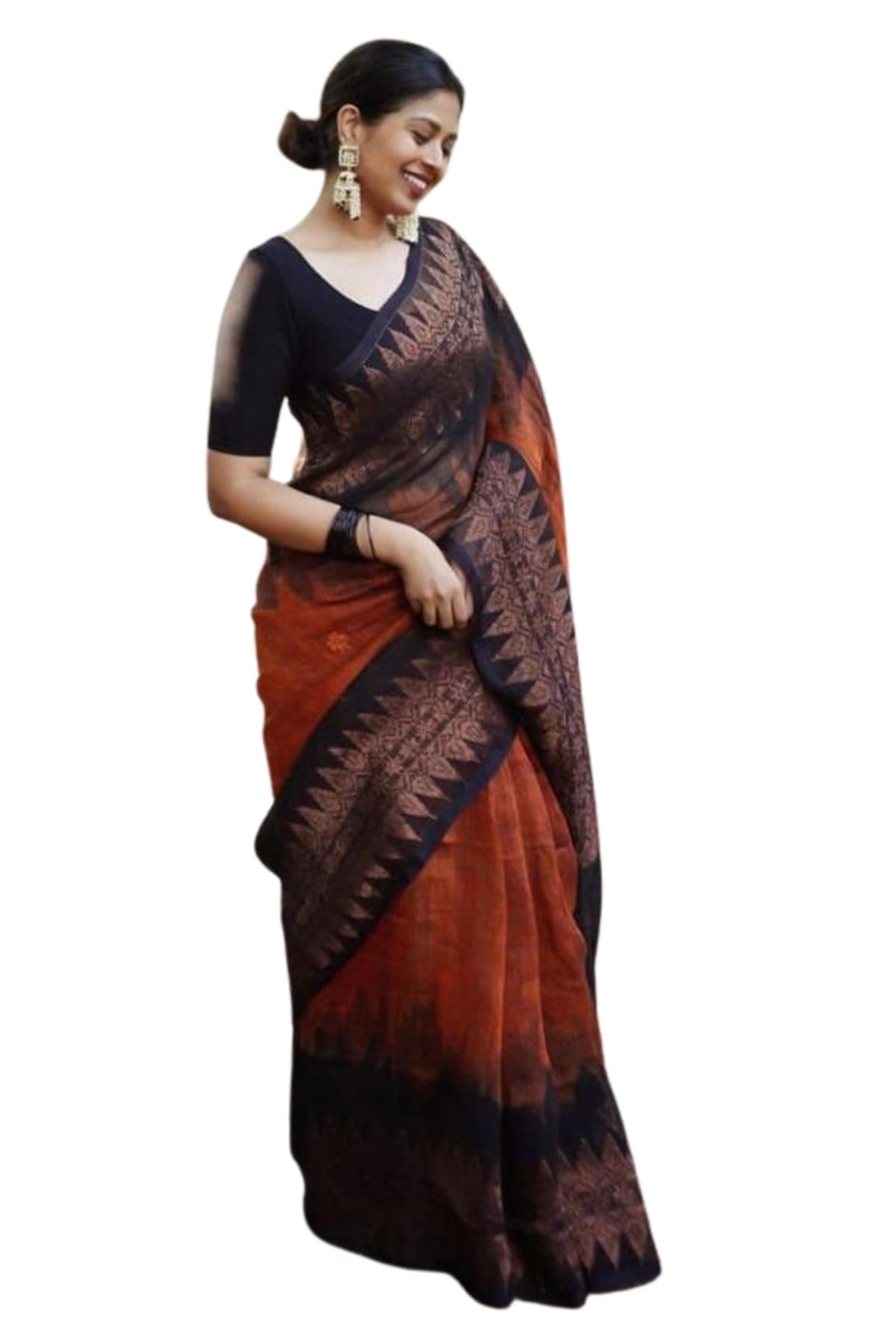 SGF11 Women's Kanjivaram Soft Cotton Linen Silk Saree With Blouse Piece