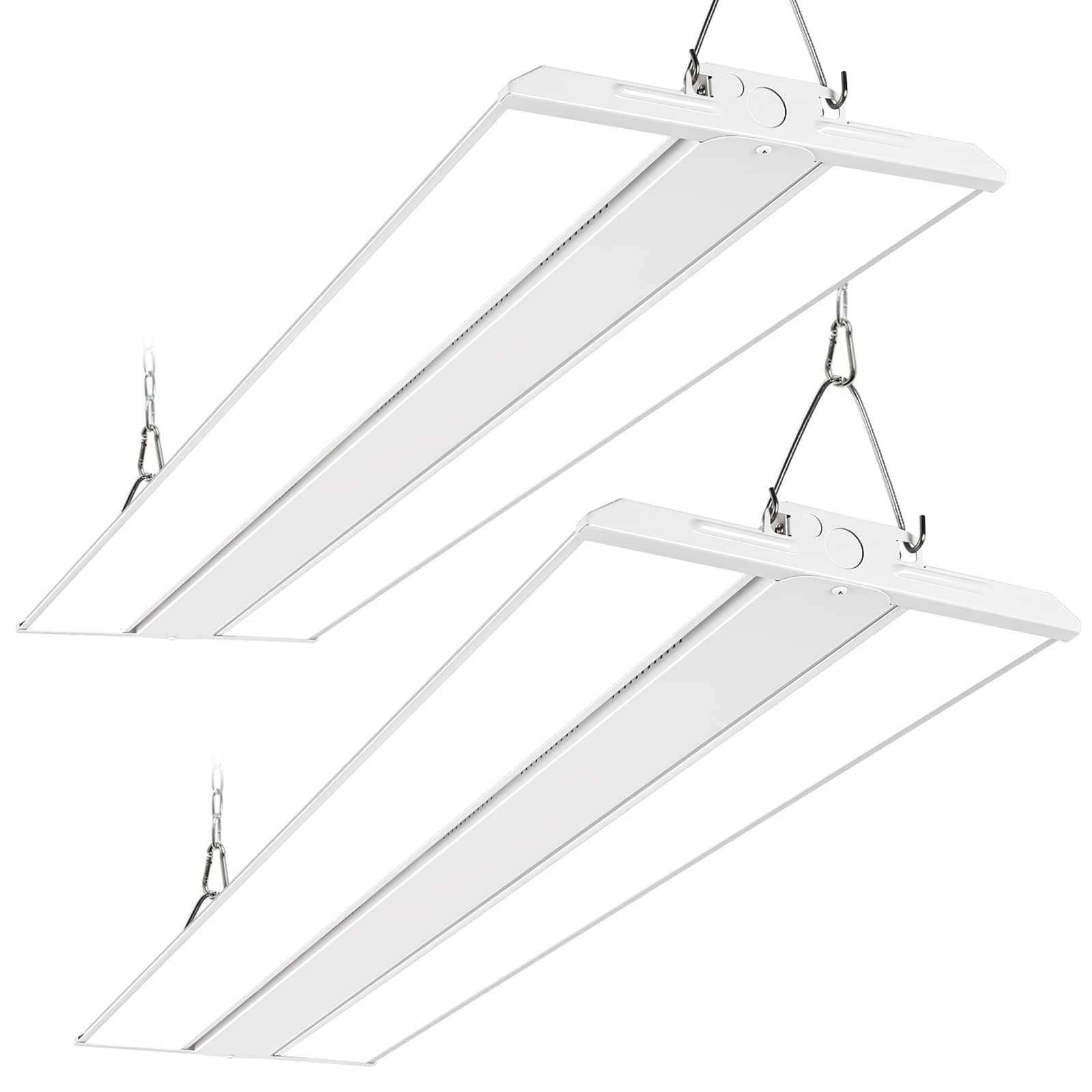 2 Pack 4FT LED Linear High Bay Shop Light, 250W LED Shop Light, 31250lm 125LM/W, 100-277V, 0-10V Dim, 5000K Daylight Linear Hanging Light for Warehouse Workshops