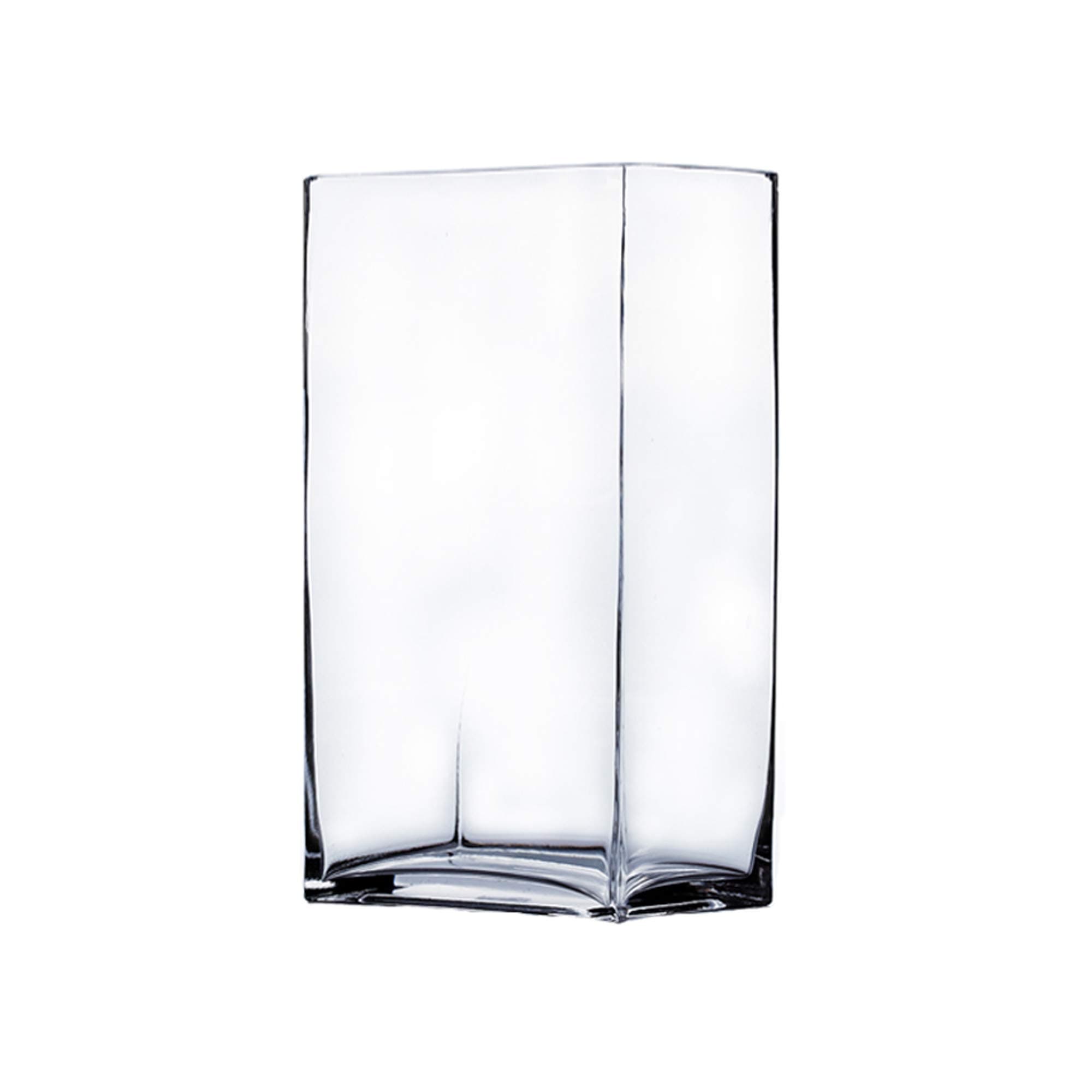 WGV Rectangle Block Vase, Length 6", Width 4", Height 8", Clear Floral Glass Container Candle Holder Wedding Party Event, Home Office Decor, 1 Piece