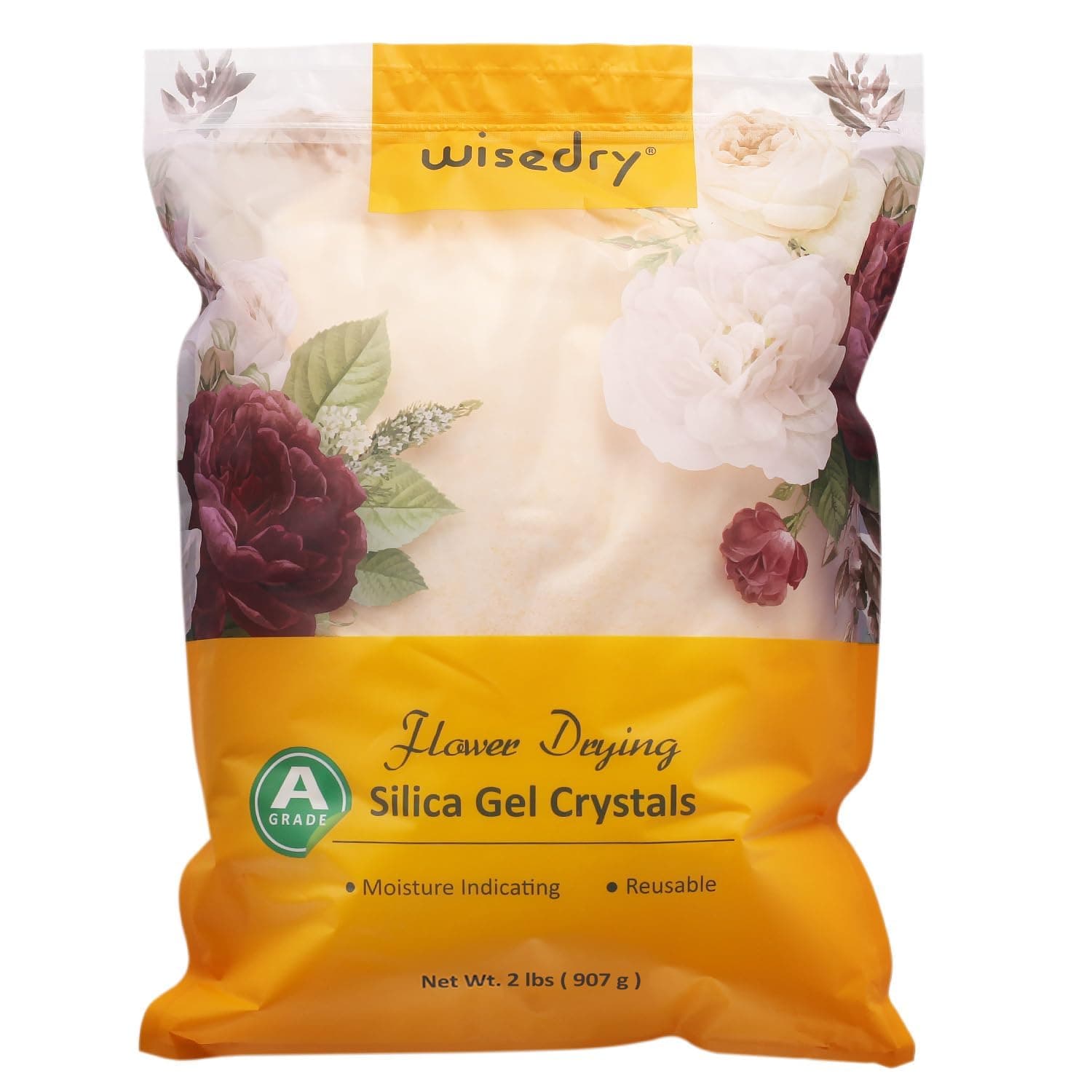 wisedry Silica Gel Crystal for Flowers Drying - 2 LBS, Fine Crystals < 1mm, Color Indicating, Reusable