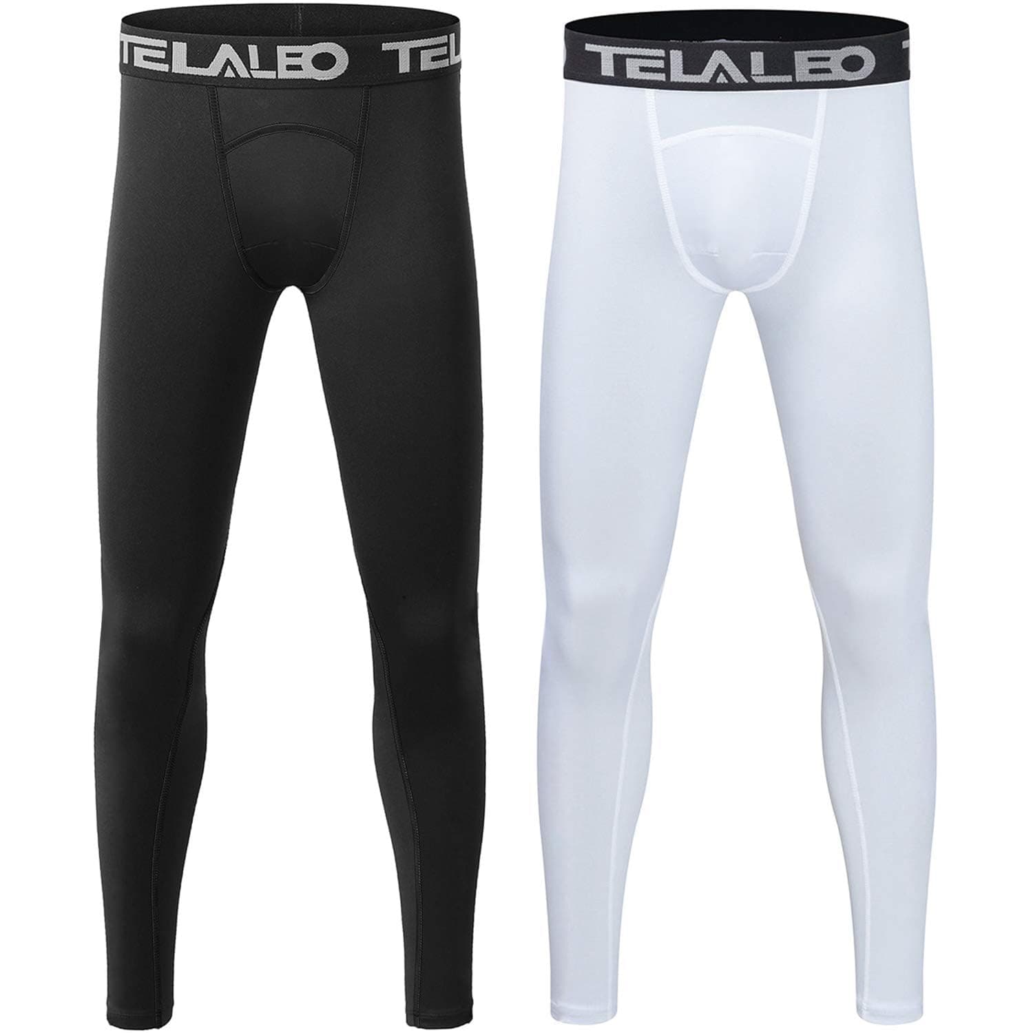 TELALEO 1/2/3/4 Pack Boys' Youth Compression Leggings Pants Tights Athletic Base Layer for Running Hockey Basketball