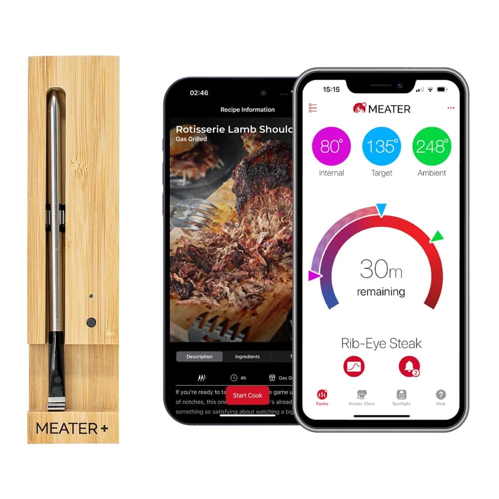 New MEATER+165ft Long Range Smart Wireless Meat Thermometer for The Oven Grill Kitchen BBQ Smoker Rotisserie with Bluetooth and WiFi Digital Connectivity