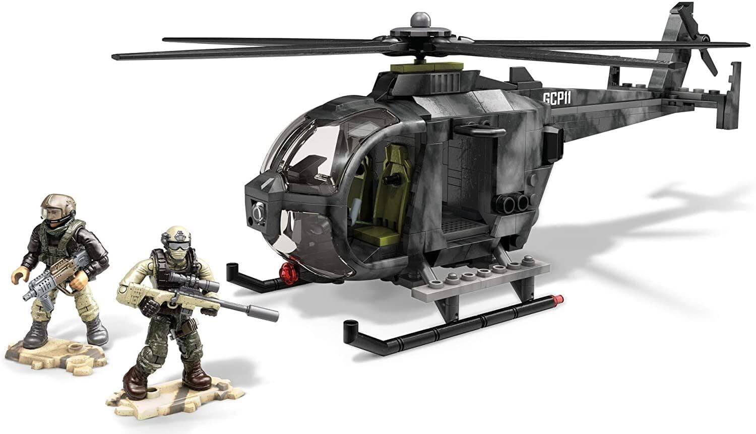 MEGA Call Of Duty Toy Vehicle Buiding Set, Special Ops Copter Camo Helicopter With Opening Cockpit, 2 Poseable Micro Action Figures and Accessories