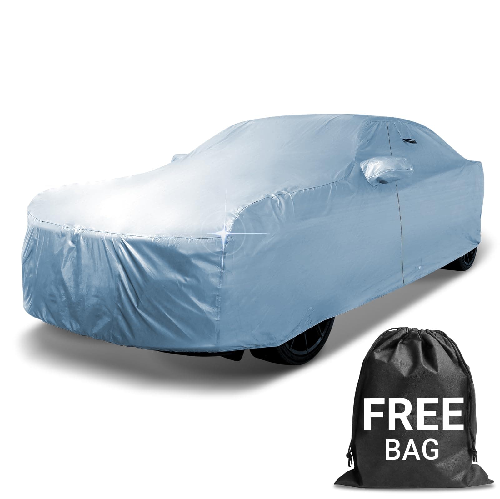 iCarCover 7-Layers All Weather Waterproof Snow Rain UV Sun Dust Protection Automobile Outdoor Coupe Sedan Hatchback Wagon Custom-Fit Full Body Auto Vehicle Car Cover - for Cars Up to 193”