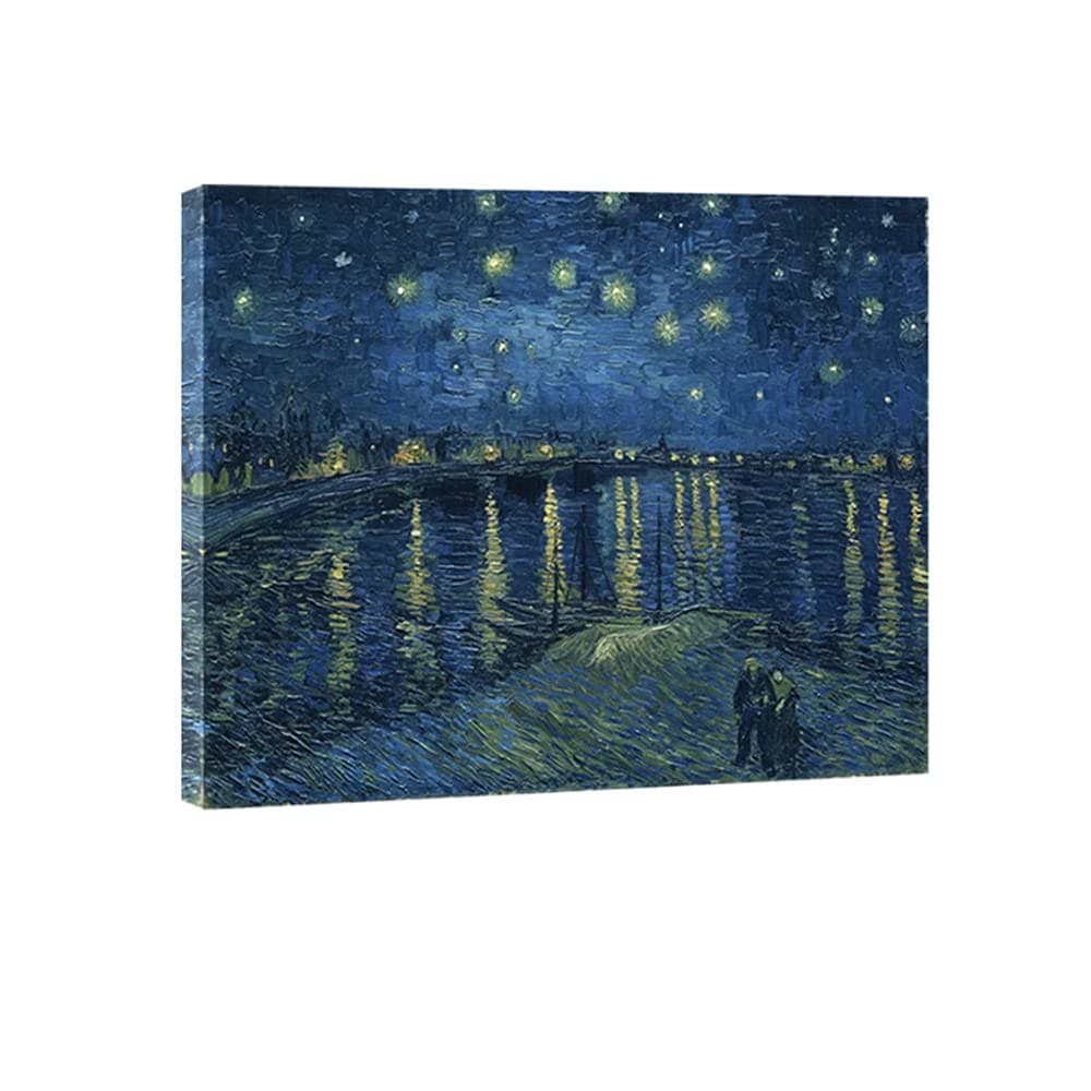 Wieco Art Starry Night Over the Rhone by Van Gogh Famous Oil Paintings Reproduction Modern Canvas Print Artwork Seascape Pictures on Canvas Wall Art for Home Office Decorations