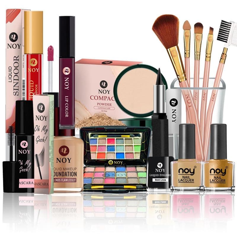 NOY Jetsetter Essentials Travel Friendly Makeup Kit 15 Pcs Set Beauty on the Go 100% Vegan Formulation & Weightless NO#157 (Pack of-15)