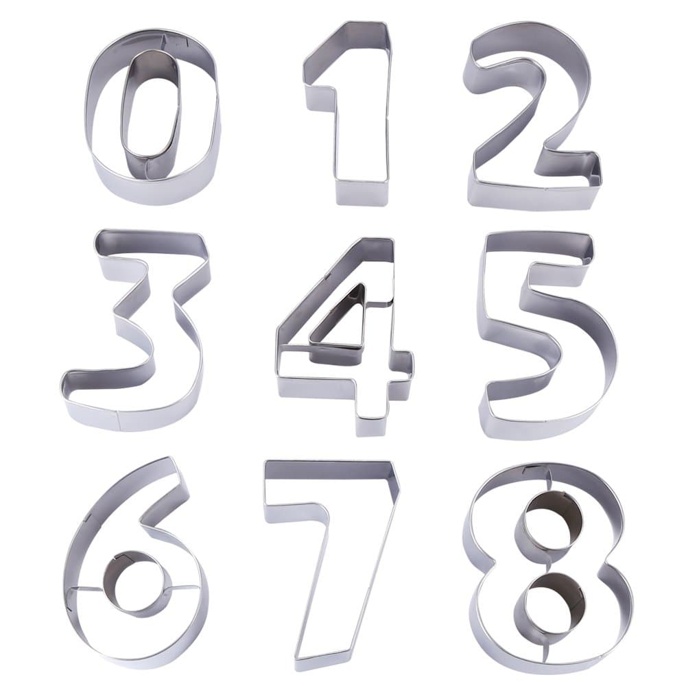 Numbers Cookie Cutters 3 Inches 9pcs Jelly Fondant Cutter set, Stainless Steel, Large Number cutter (3'' Number cutter)