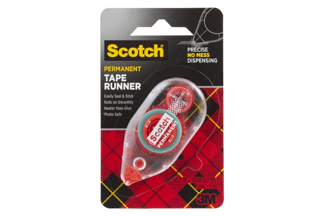 Scotch Double Sided Tape Runner, 0.27 in x 26 ft., Perfect for Holiday Crafts, Gifts, and DIY, 1-Pack