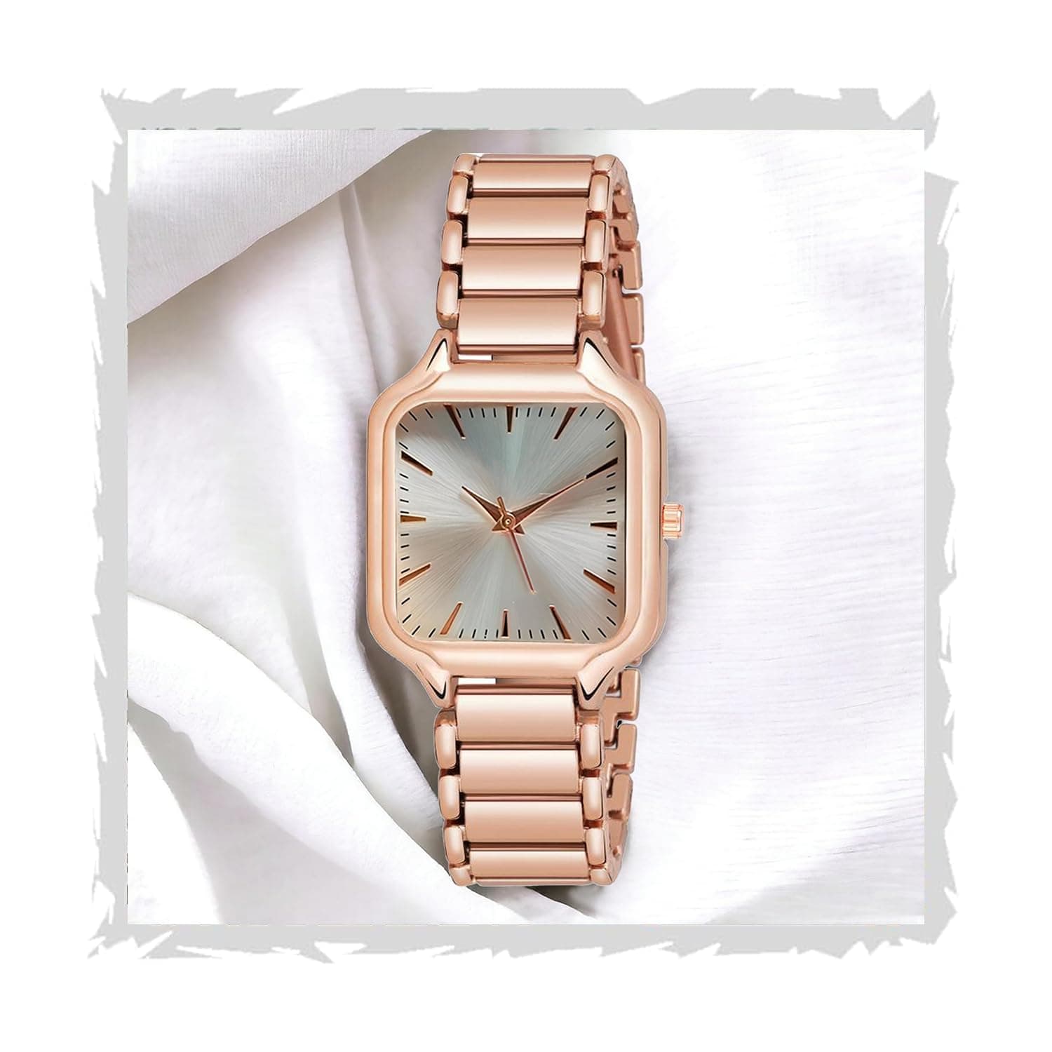 STYLEDOSE Newly Arrived Women Stainless Steel Casual Watch Embossed Sqaure Di...