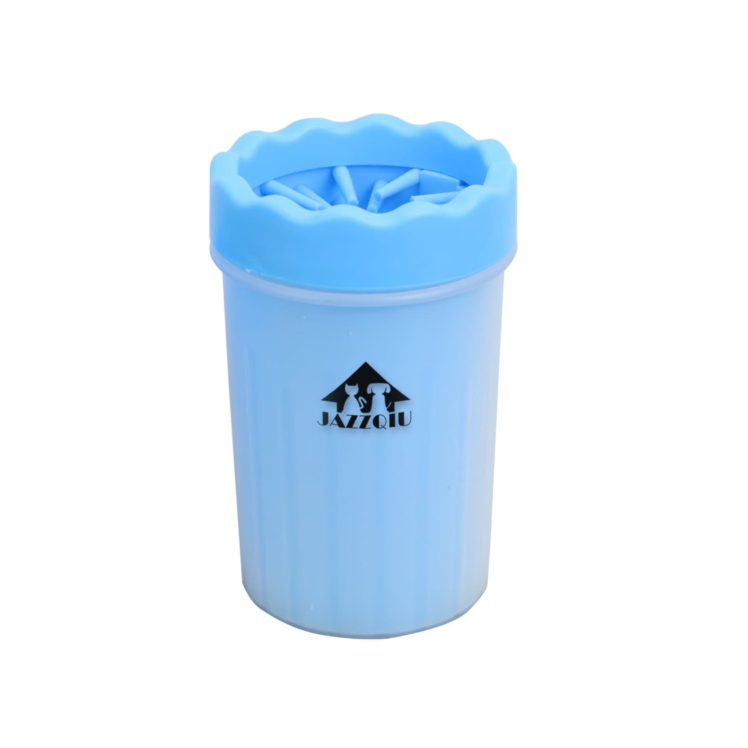 JazzQiu Portable Dog Paw Cleaner Pet Paw Washer Dirty Cat Foot Cleaning Brush Cup Medium Blue