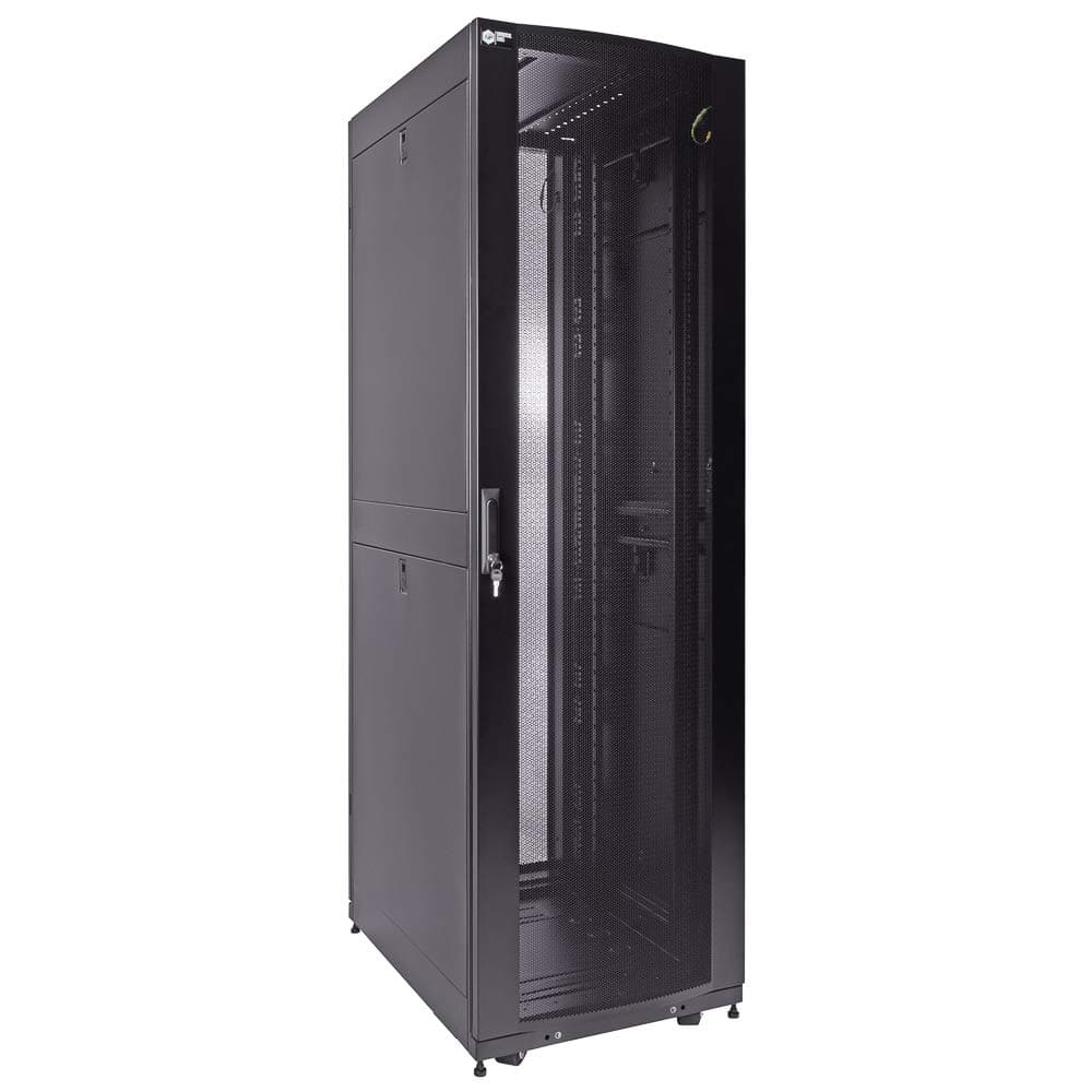 NavePoint 42U Server Cabinet 800mm Deep with Locking Perforated Door and Removable Side Panels - 42U Rack Cabinet with Cable Magement Compatible Top, Black