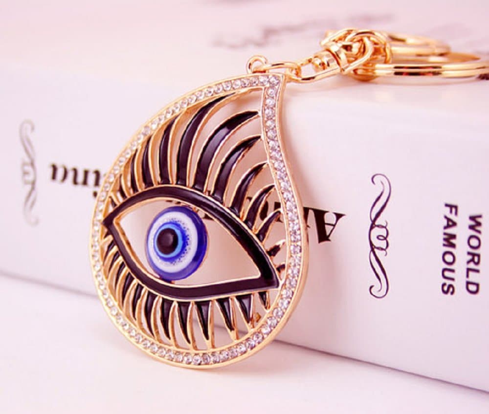 Big Eye Style Crystal Keychain Fob Holder Bag Handbag Hook