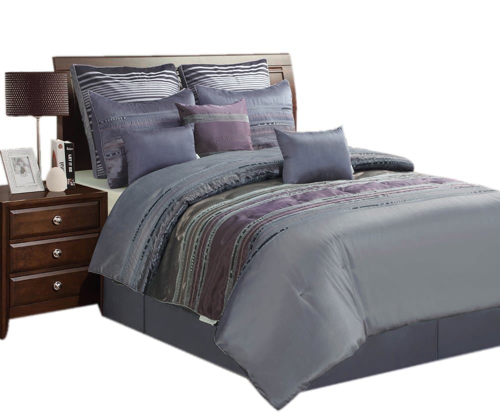 Rainier-Pieced Comforter Set with Iridescent Pleating, Queen