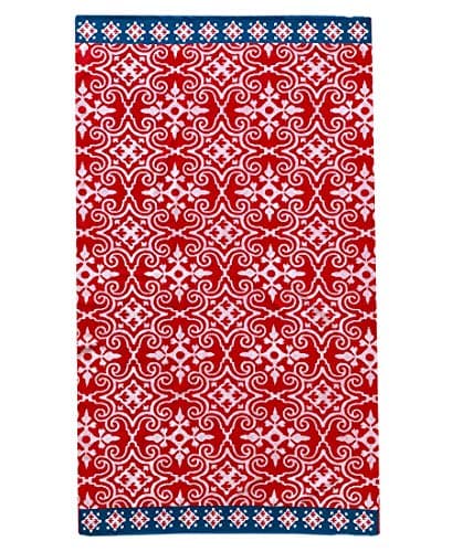 Espalma Over Sized Luxury Beach Towel, Large Size 70 Inch x 40 Inch Soft Velour and Reversible Absorbent Cotton Terry, Thick and Plush Jacquard Beach Towel, Multi Tropical Palm Stripe