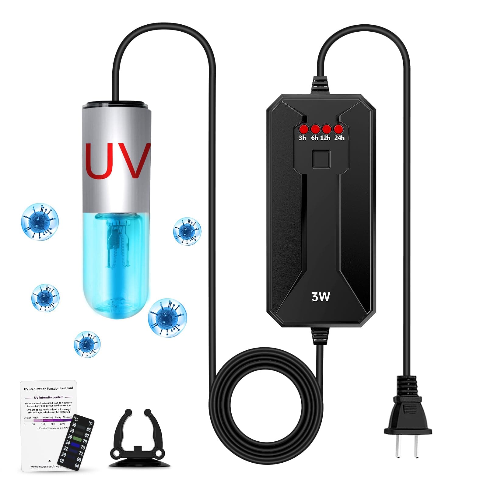 TAISHAN Aquarium Clean Light，3W Mini Algae Removal Light with Timer,Aquarium Water Clean Green Clear Waterproof for Fish Tank,Pond,Swimming Pool