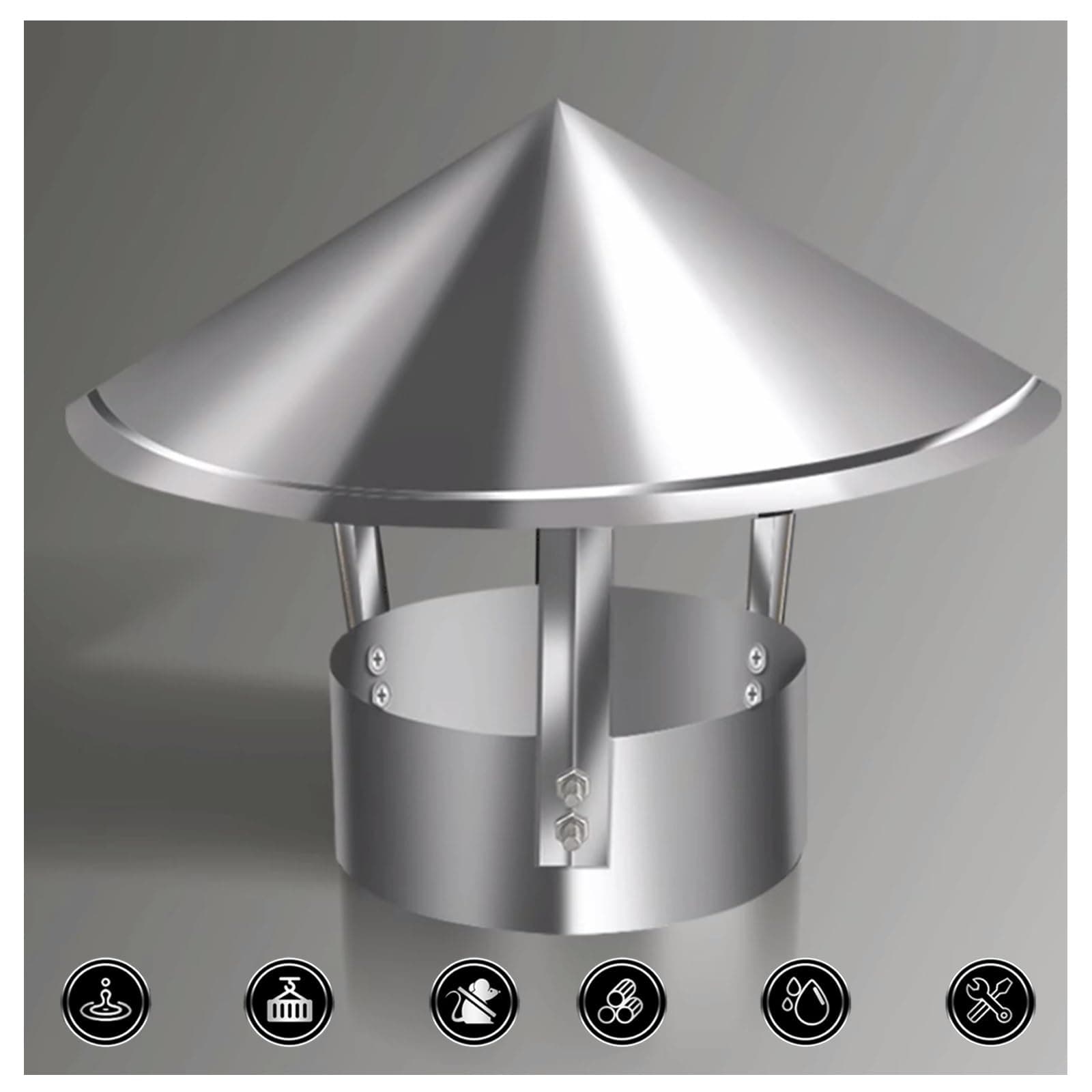 All Weather Chimney Cap,fireplace chimney cap,chimney rain cap,cone top chimney cap,conical top chimney cap,universal chimney cap,round chimney cap,roof vent cap ( Size : D13cm*30cm/5.12in*11.81in )
