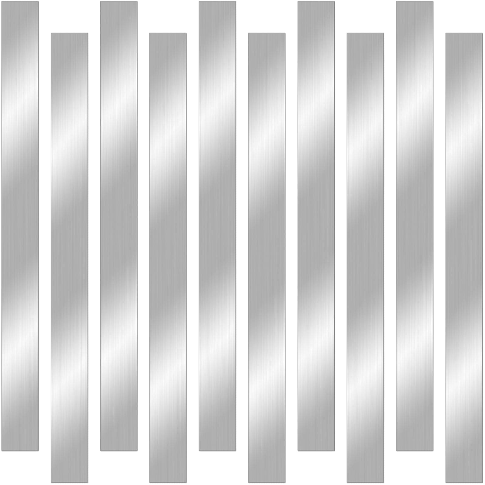 10 Pcs 304 Stainless Steel Strips(12"x 1"x 0.02" Thickness),Brushed Stainless Steel Gap Filler Trim Strip,Stainless Steel Sheet Metal Shim Stock for Kitchen Gap Filler DIY Craft Making