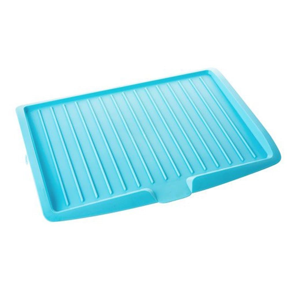 Kitchen Plastic Dish Drainer Tray Board Sink Drying Rack Worktop Dish Drainer Dish Draining Board Water Tool ( Color : Blue , Size : 31.5*45*3CM )